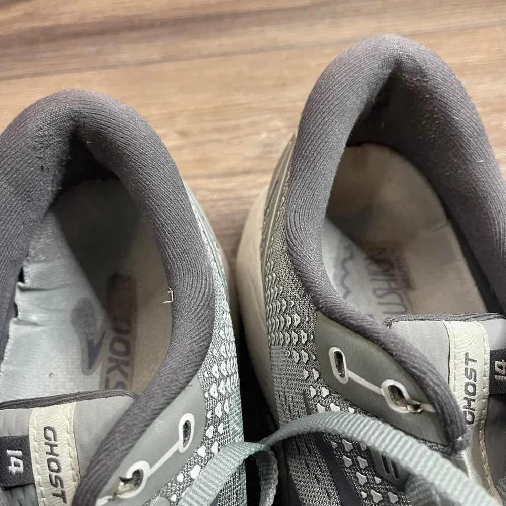 Brooks Men's Ghost 14 Running Shoes Size 12.5 Grey/Grey EU 46.5 Lace up Sneakers